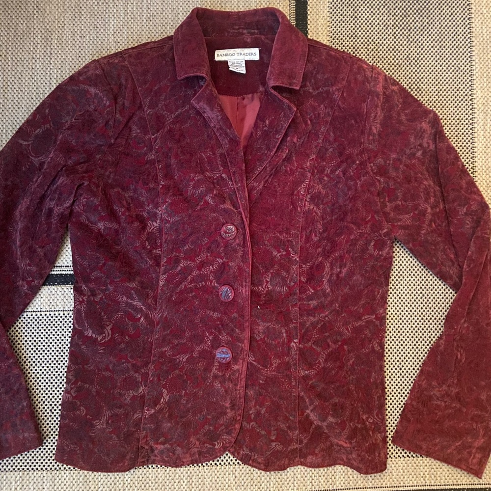 Bamboo Traders red printed blazer, Size M